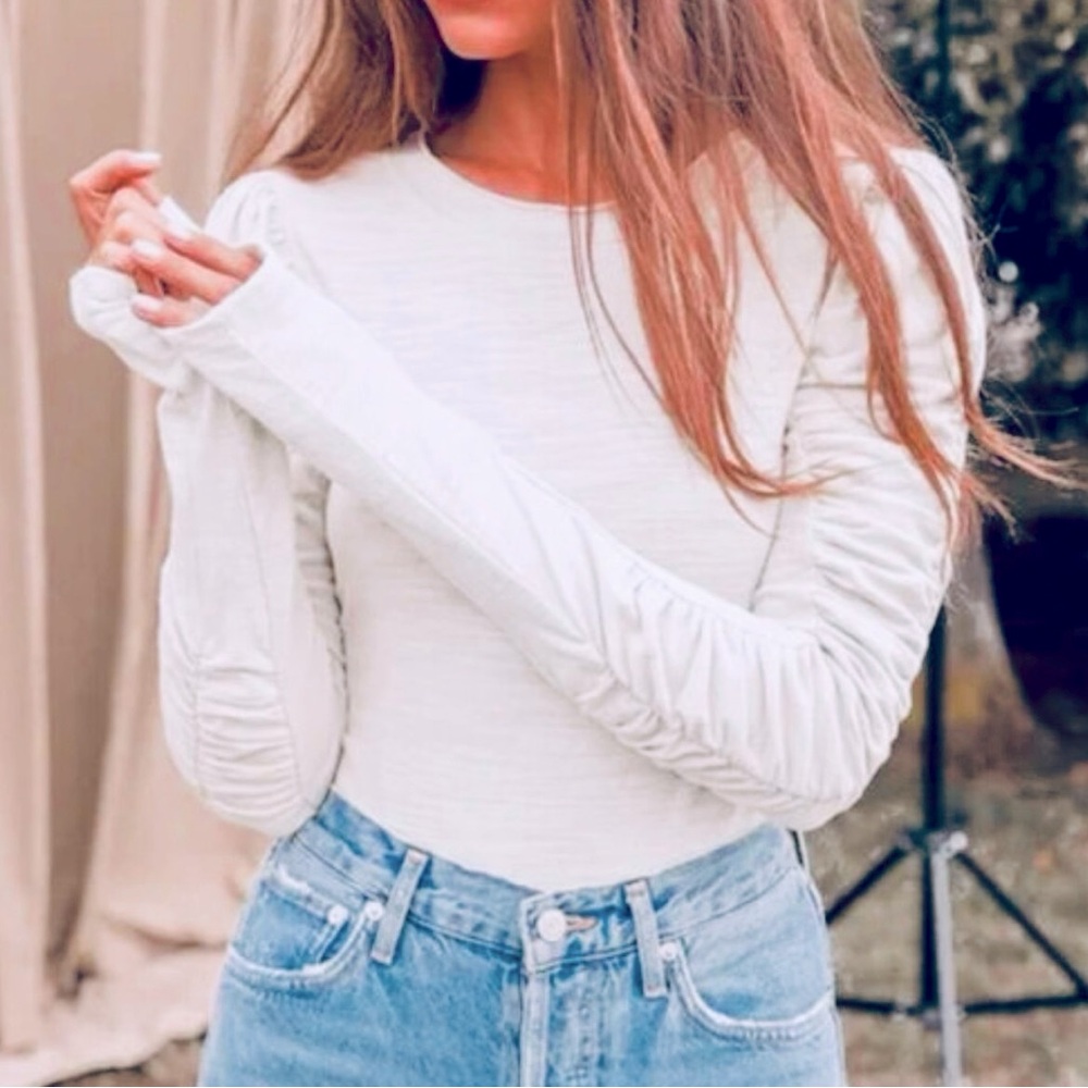We The Free Natasha ruched long sleeve top